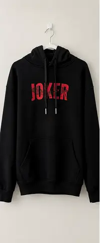 Black 'JOKER' Graphic Hoodie - Unisex, Size Approx M-L