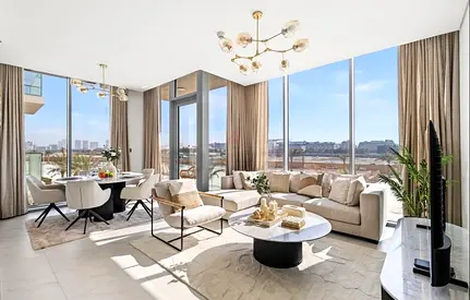 Modern neutral living room set with sofa, armchairs and coffee table (as pictured)