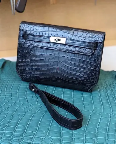 Hermes Croco Black Depeches 25 1/1 SC