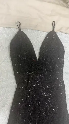 Black Sequin Floor-Length Evening Gown, Size large