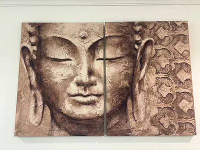 Large Two-Panel Buddha Face Wall Art Canvas