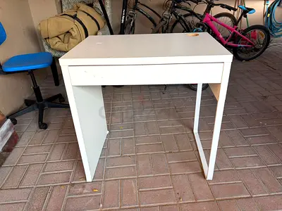 Ikea Compact white study desk with single drawer and chair good used condition