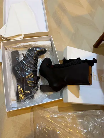 Chloe brand ! Black/ Tan color mid-calf heeled women's boots, brand new