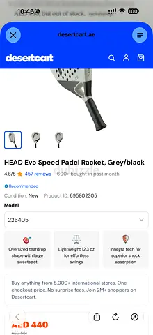 Head Evo Sedge Padel Racket - Grey/Black, New