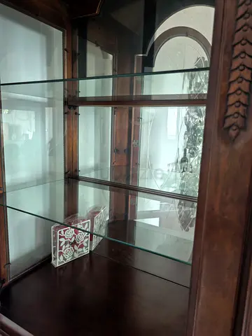 Wooden Glass Display Cabinet / console - Solid Wood with Glass Shelves