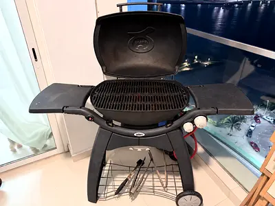 Weber Q Gas Grill with Side Shelves — Good working Condition