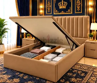 Upholstered Ottoman Storage Bed with Lift-Up Frame - Queen. size