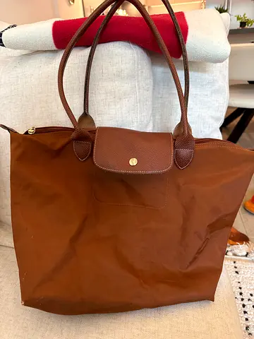 Brown long-handle tote bag - roomy everyday bag