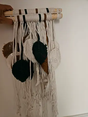 Boho macrame wall hanging with leaf accents 100x80