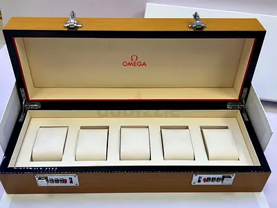 Omega wooden watch storage box for 6 watches with locks All Over UAE Cash on delivery