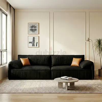 Modern Black 3-Seater Sofa - Clean Minimal Design