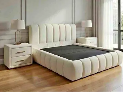 Modern upholstered king-size bed frame with including Mattress