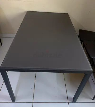 Simple grey rectangular dining table(without chair) - metal frame, good condition