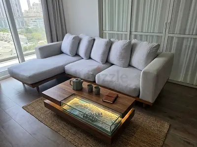 West Elm ___New port Feather filled L Shape Sofa Beige