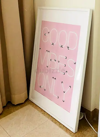 IKEA Ribba  Frame with 'Good Vibes Only' Pink Poster