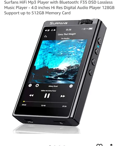 Surfans HiFi Mp3 Player with Bluetooth: F35 DSD Lossless Music Player - 4.0 inches Hi Res Digital Au