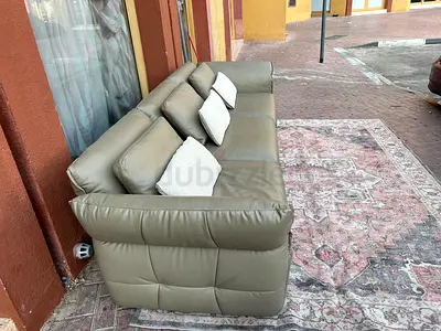 Real leather three seater sofa