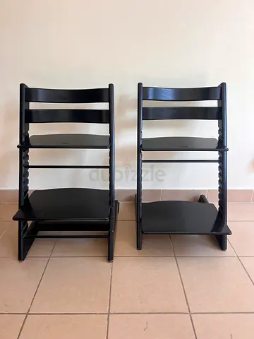 2 Original Stokke Tripp Trapp Chairs – Black – AED 950 for Both