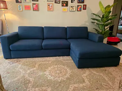 Blue L-shaped 4-seater Sofa with Chaise - Good Condition
