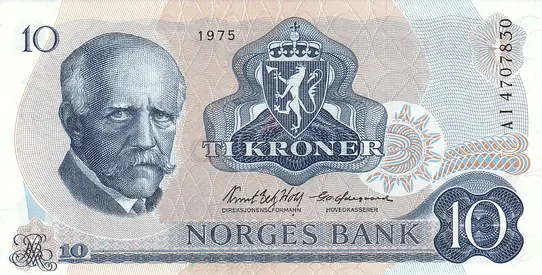 NORWAY 10 KRONER BANKNOTE 1975
