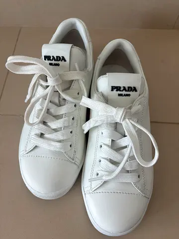 White Prada leather sneakers, size EU 35-36. Very good condition