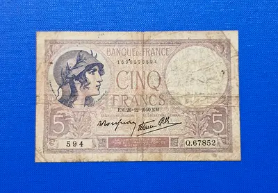 1940 France 5 Francs Banknote