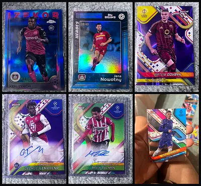 Lot of 7 UEFA Champions League Football Trading Cards — Autographs & Parallels