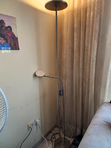 IKEA floor lamp with adjustable reading arm - silver. Small light is not working need some fixing