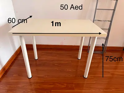 Simple white rectangular table 1m x 60cm, 75cm height