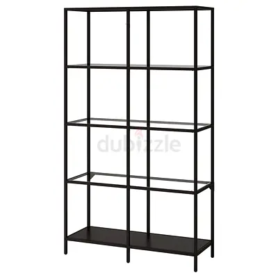 IKEA Black Metal Open Bookshelf / Display Shelving Unit - 5 Shelves