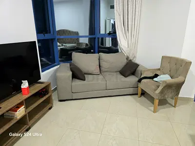 2-seater fabric sofa and accent chair set - good condition