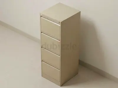 Used 4-Drawer Metal Filing Cabinet - Beige, Good for Office Storage