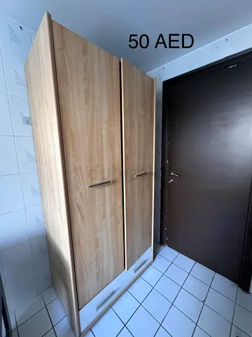 Gautier 2-door wardrobe with drawers - light wood, good condition