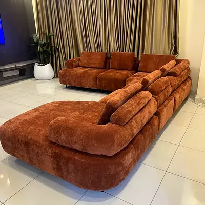 Large Brown Modular Corner Sofa - Comfortable