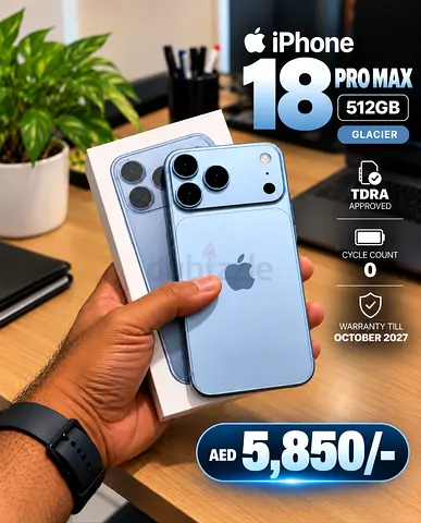 Iphone 18 Pro Max 512 GB Glacier TDRA (UAE version)- Brand new