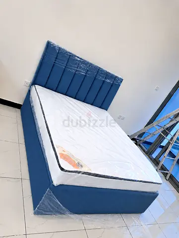 Blue real Queen size bed including mattress good quality Queen bed storage