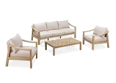 Acacia wood and rope garden set