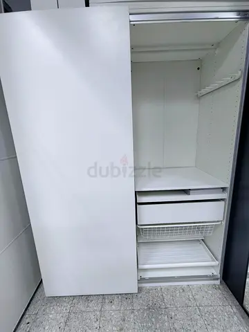 White Sliding Door Wardrobe with Drawers and Shelves