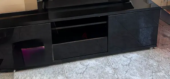 Black high-gloss TV cabinet / entertainment unit - low profile