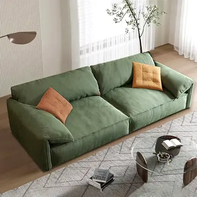 Green 3-Seater Sofa - Comfortable Low-Profile Couch