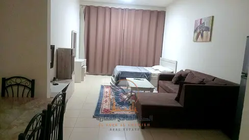 استوديو مفروش للإيجار الشهري في عجمان مساحات ممتازه قريب من كل الخدمات
