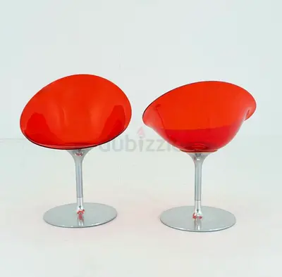 Kartell Eros Swivel Chairs by Philippe Starck - Pair - Red