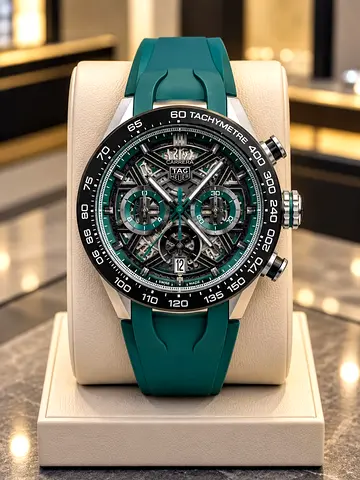 TAG Heuer Carrera Skeleton Chronograph with Green Rubber Strap ALL OVER UAE CASH ON DELIVERY