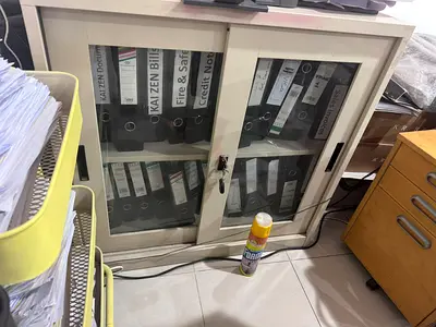 Metal Sliding Glass Door Office Filing Cabinet with Keys