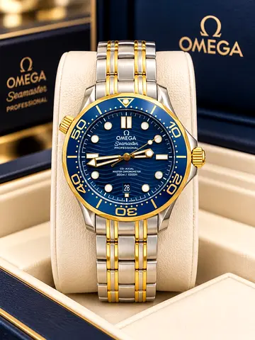 Omega Seamaster Two-Tone Blue Dial (Boxed) All over UAE with Cash on Delivery Available