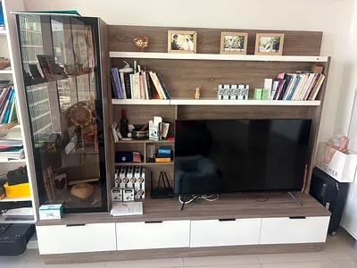 Living Room TV Unit with Display Cabinet - Good Condition
