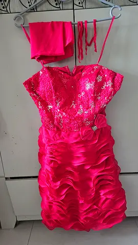 Dark Pink ruched evening/party dress - size approx small