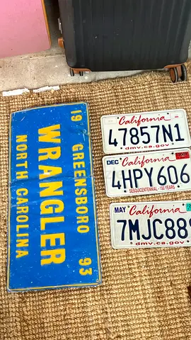 Vintage License Plates Collection — California & Wrangler North Carolina