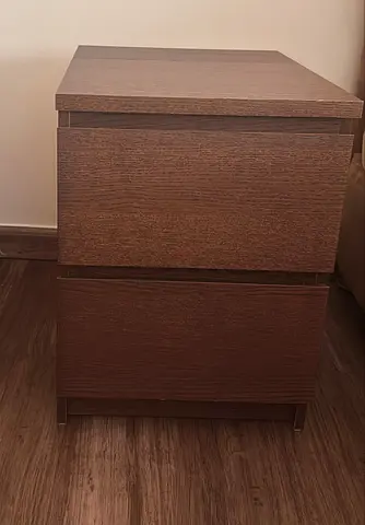 2 x Bedside Tables / Nightstands – Dark Wood Finish
