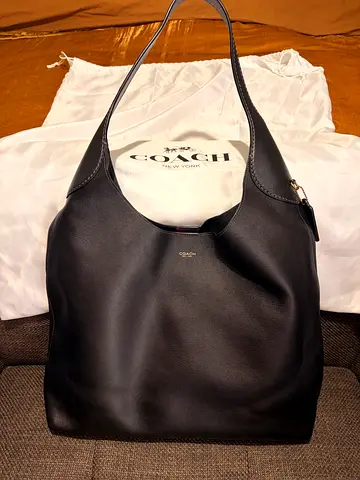 Authentic Coach Brooklyn 39 Black Leather Shoulder Bag with Dust Bag - Good Condition